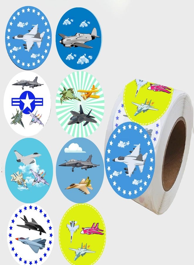 Atsmoicy 500 Pieces Fighter Jet Roll Labels Stickers-Fighter Airplane Aircraft Party Decorations Supplies Favors Decals - Image 1